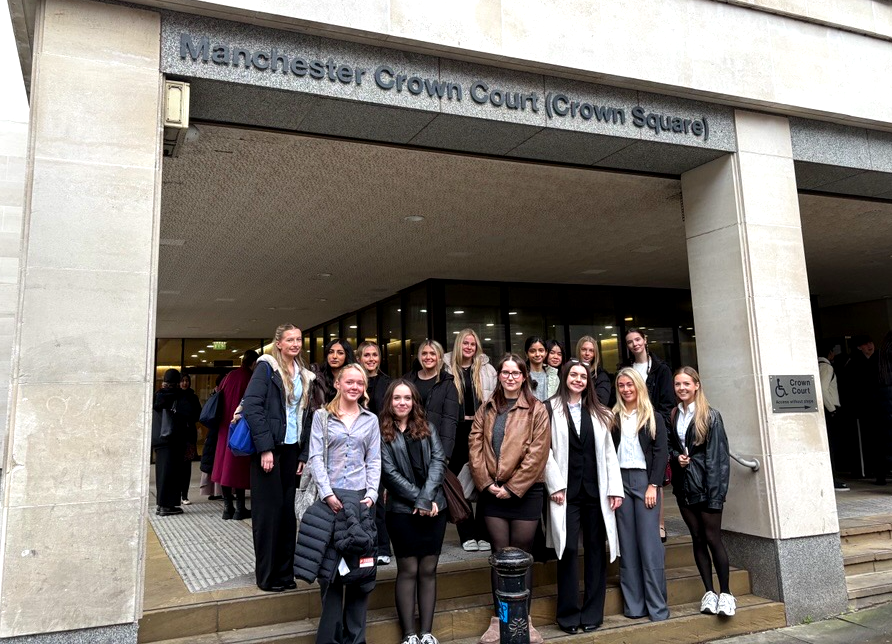 Students outside Manchester Crown Court
